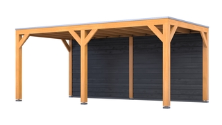 Douglas overkapping, 407 x 583 cm + wand zwart, Verando, Living